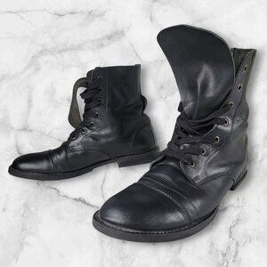 Bed Stu boots leather Cobbler Series men's US size 10 extra long tongue flap blk